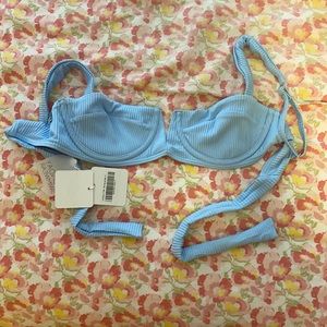 Monday swimwear clovelly top sky blue rib size P